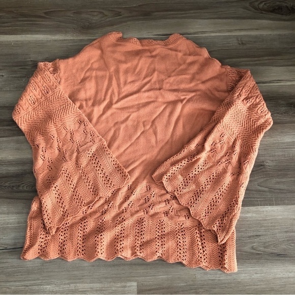 Umgee Peach Knot Sweater Flare Patterned Sleeve Women Size Large - Picture 5 of 9